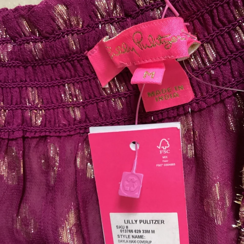 👍SOLD👍Lilly Pulitzer Dayla Maxi Cover-Up Amarena Cherry Pattern Play Viscose - Picture 9 of 15